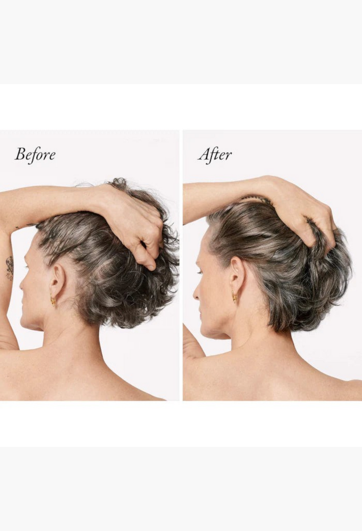 GLAM MODA Serene Scalp Densifying Conditioner before and after results showing increased hair volume and fullness