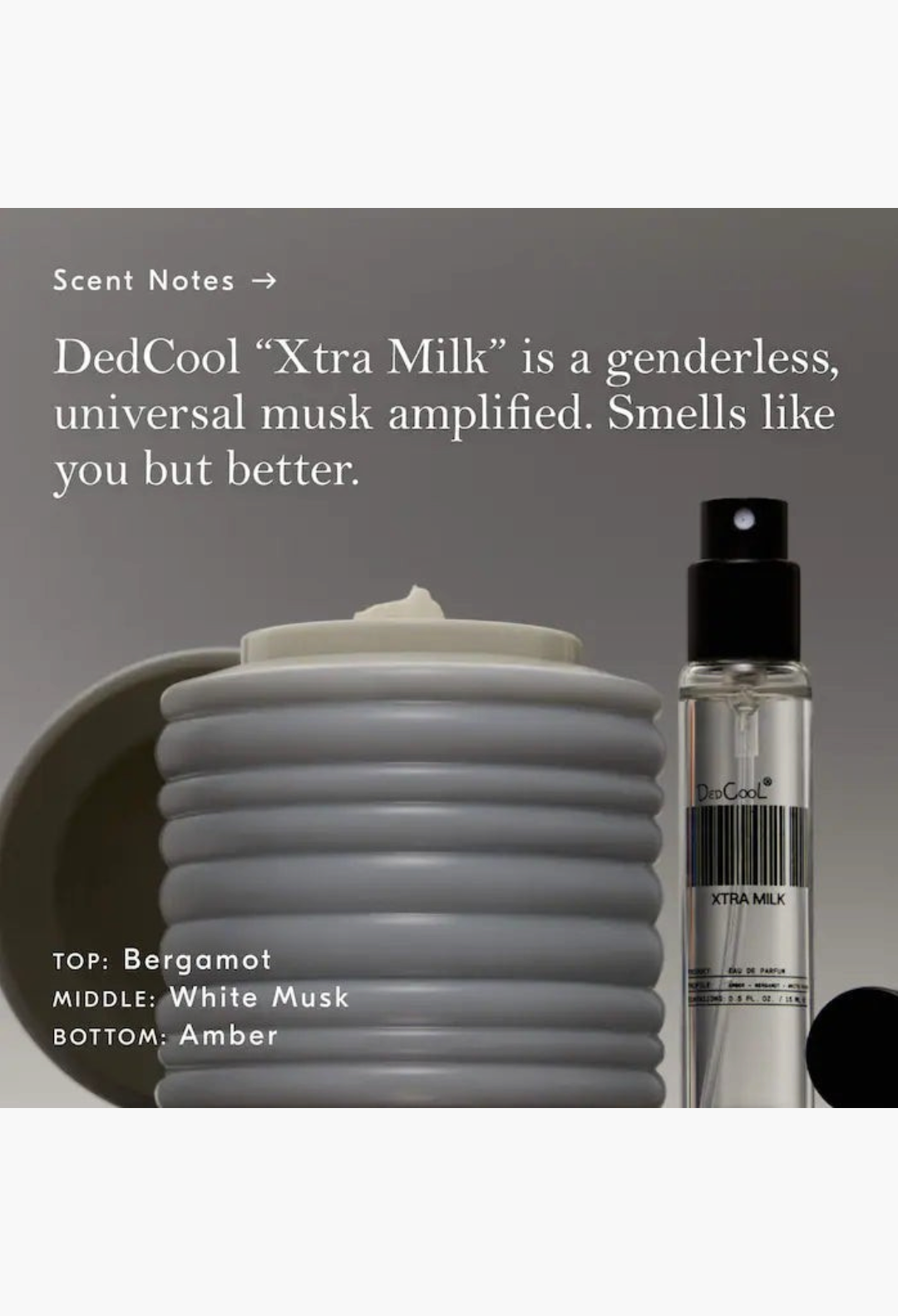 GLAM MODA Soft Services x DedCool Theraplush Xtra Milk retinol hand cream refill pod and fragrance spray bottle