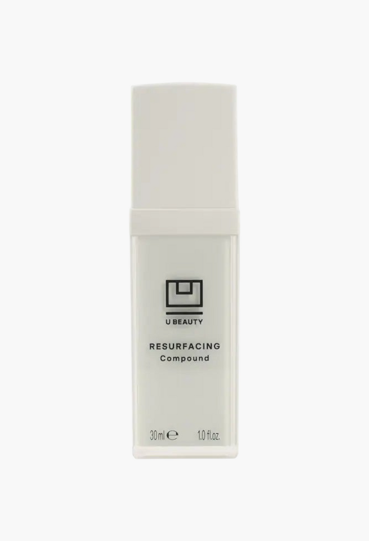 GLAM MODA U Beauty Resurfacing Compound face serum in a white 30ml bottle with retinol and vitamin C.