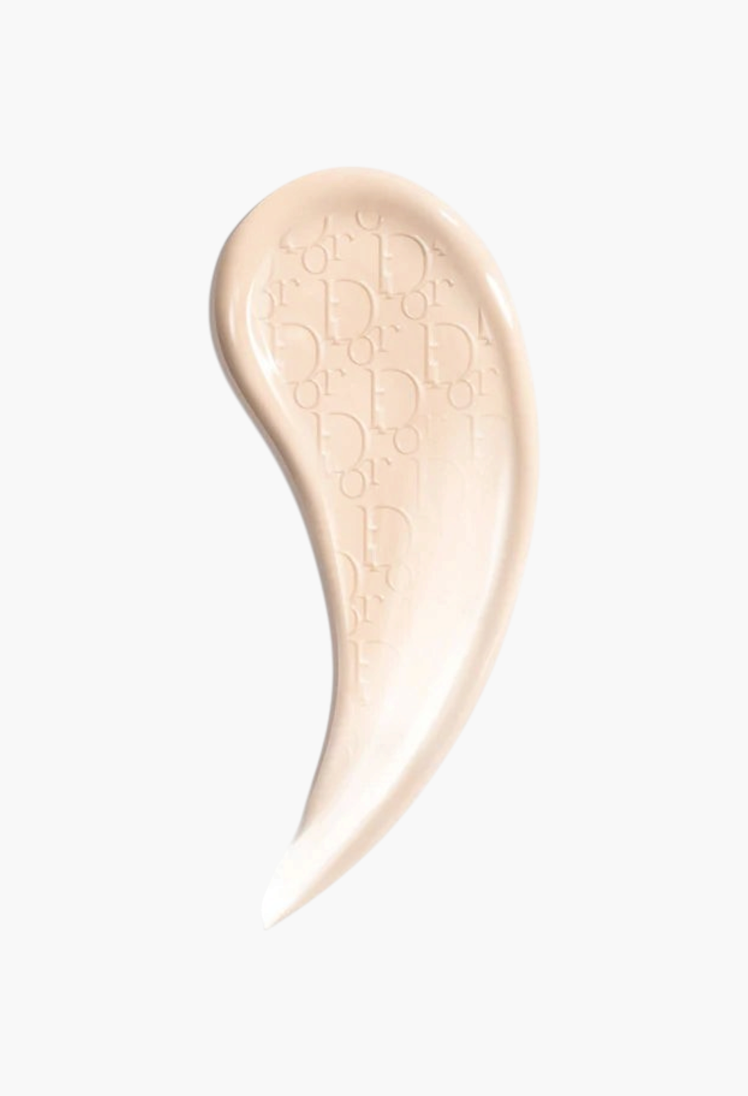 GLAM MODA Dior Backstage Glow-Up Skin Tint swatch showing light beige liquid texture with embossed logo detail