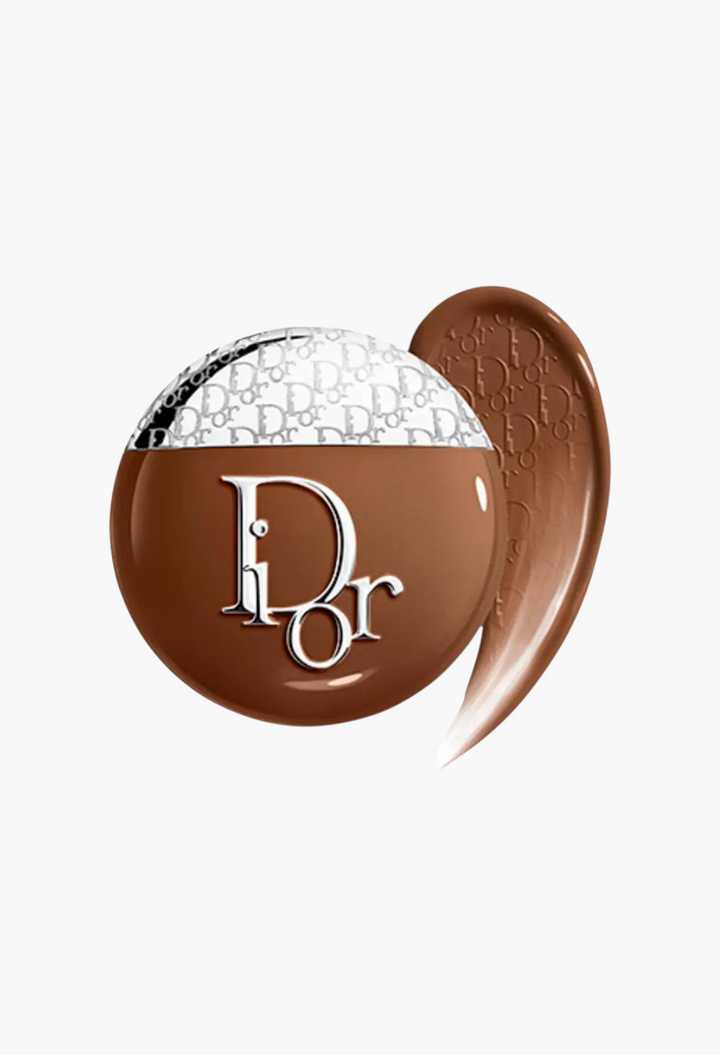 GLAM MODA Dior Backstage Glow-Up Skin Tint liquid foundation with SPF 20 and a rich brown shade swatch