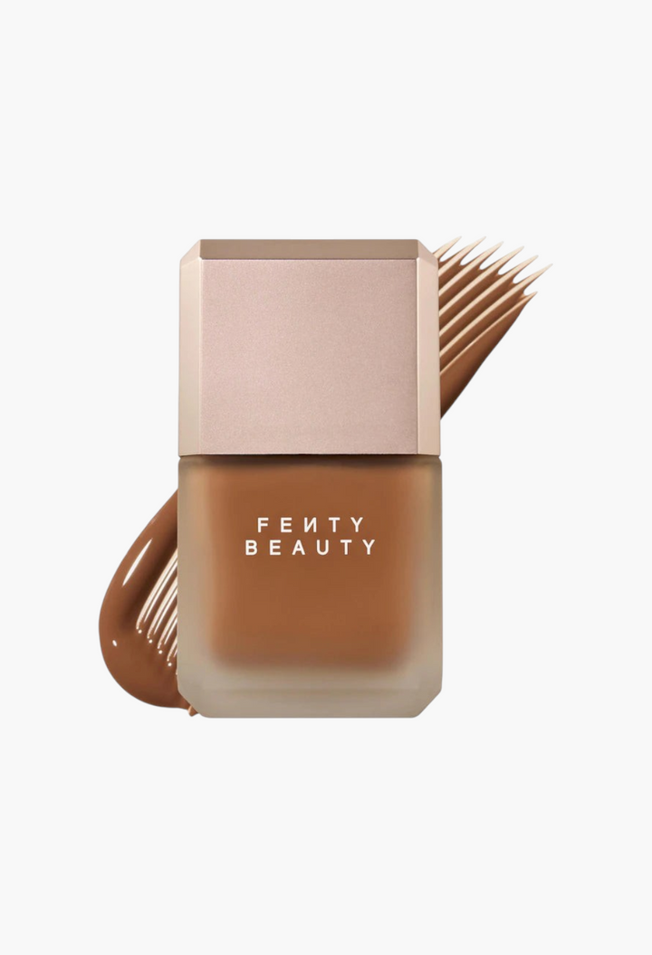 GLAM MODA Fenty Beauty Pro Filt'r longwear liquid foundation in a frosted glass bottle with a metallic cap