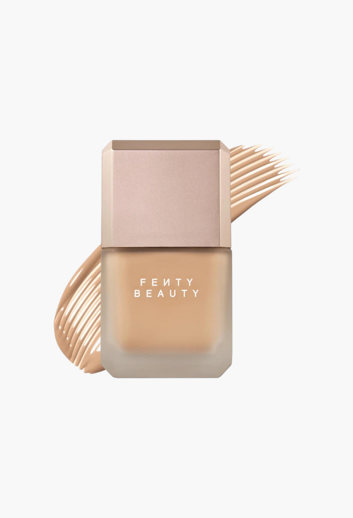 GLAM MODA Pro Filt'r longwear liquid foundation in a frosted glass bottle with a metallic cap and foundation swatch