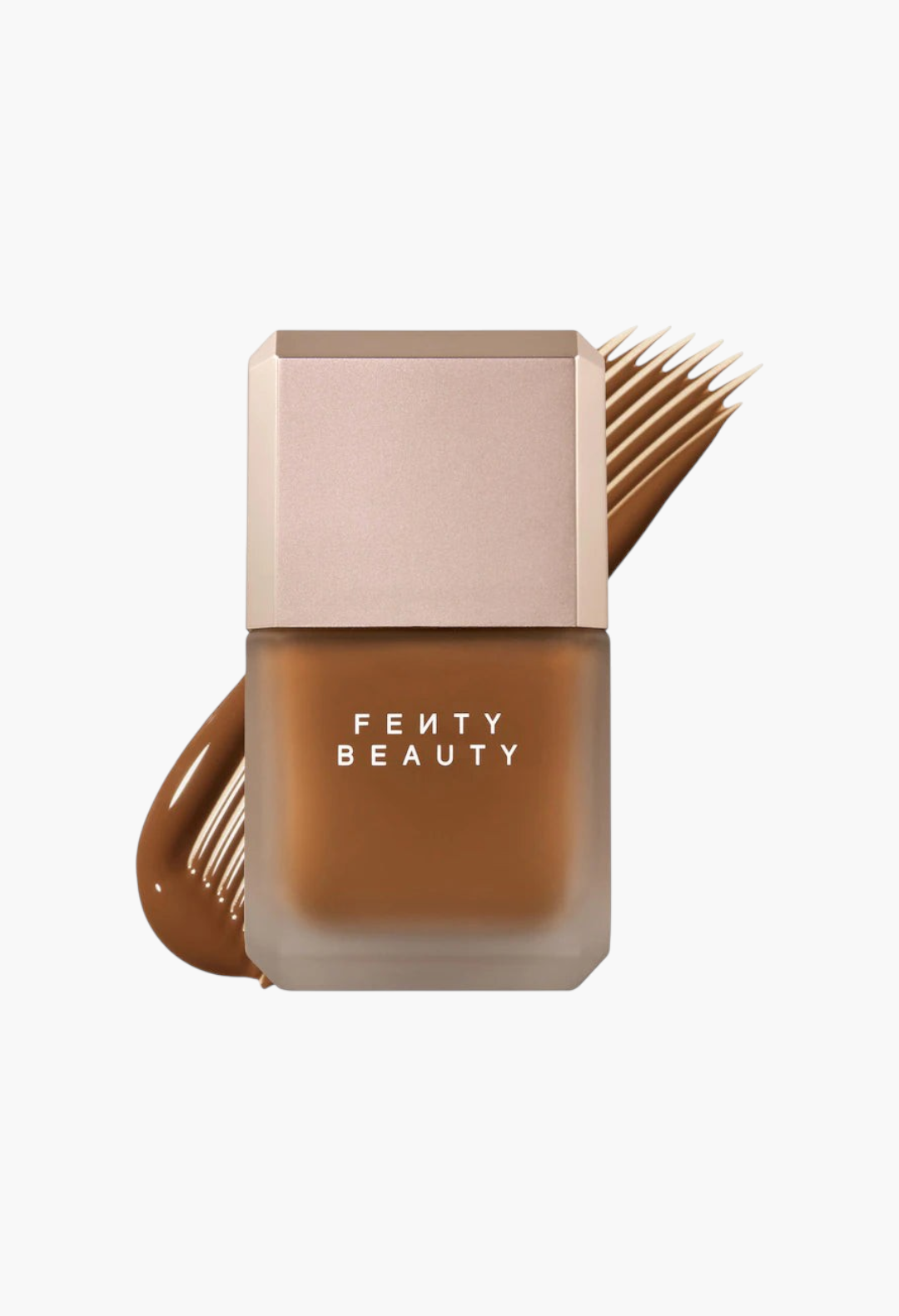 GLAM MODA Fenty Beauty Pro Filt'r longwear liquid foundation in a frosted glass bottle with a beige cap