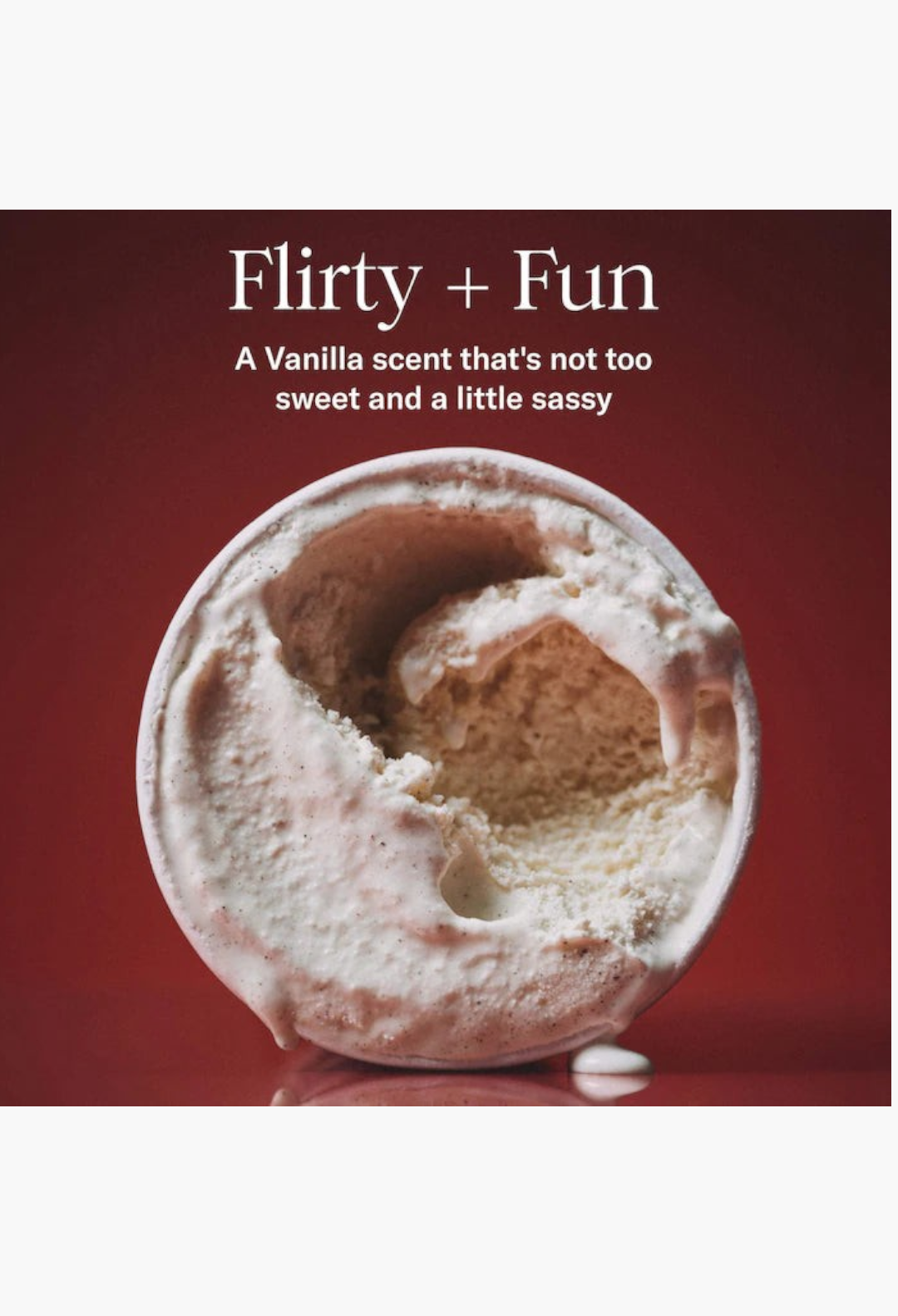 GLAM MODA Vanilla Vibezzz whipped body butter with a creamy texture in an open jar against a deep red background