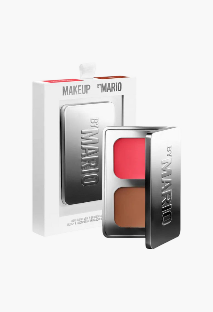 GLAM MODA Makeup by Mario mini blush and bronzer cream balm compact set in silver packaging with pink and brown shades