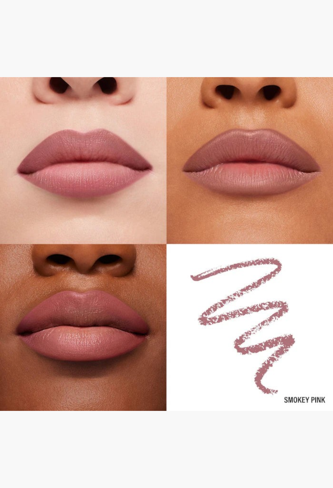 GLAM MODA Mini Ultra Suede Sculpting Lip Pencil trio showing three lip swatches and a pencil stroke on white background