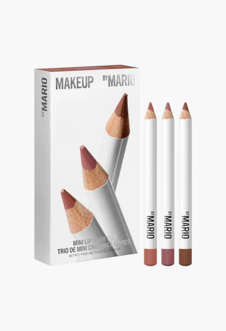 GLAM MODA mini lip liner trio set featuring three matte sculpting pencils in Toasty, Smokey Pink, and Travis shades.