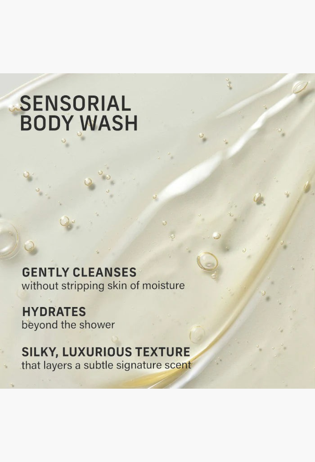 GLAM MODA Vanilla Verve Sensorial Body Wash with a silky, hydrating texture that gently cleanses skin.