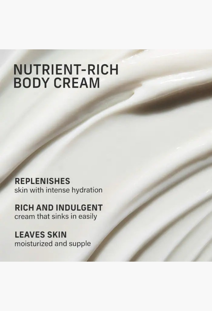 GLAM MODA Vanilla Verve nutrient-rich body cream texture showing a smooth, white, hydrating skincare formula.