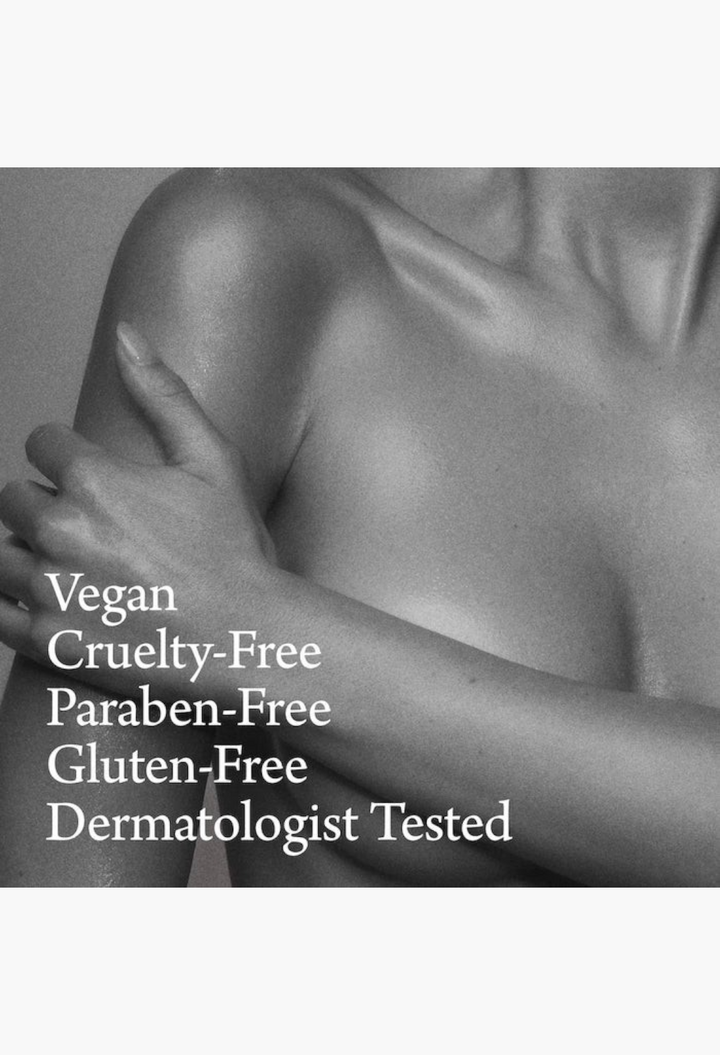 GLAM MODA Vanilla Verve body care set applied to smooth skin, highlighting vegan and cruelty-free product benefits.