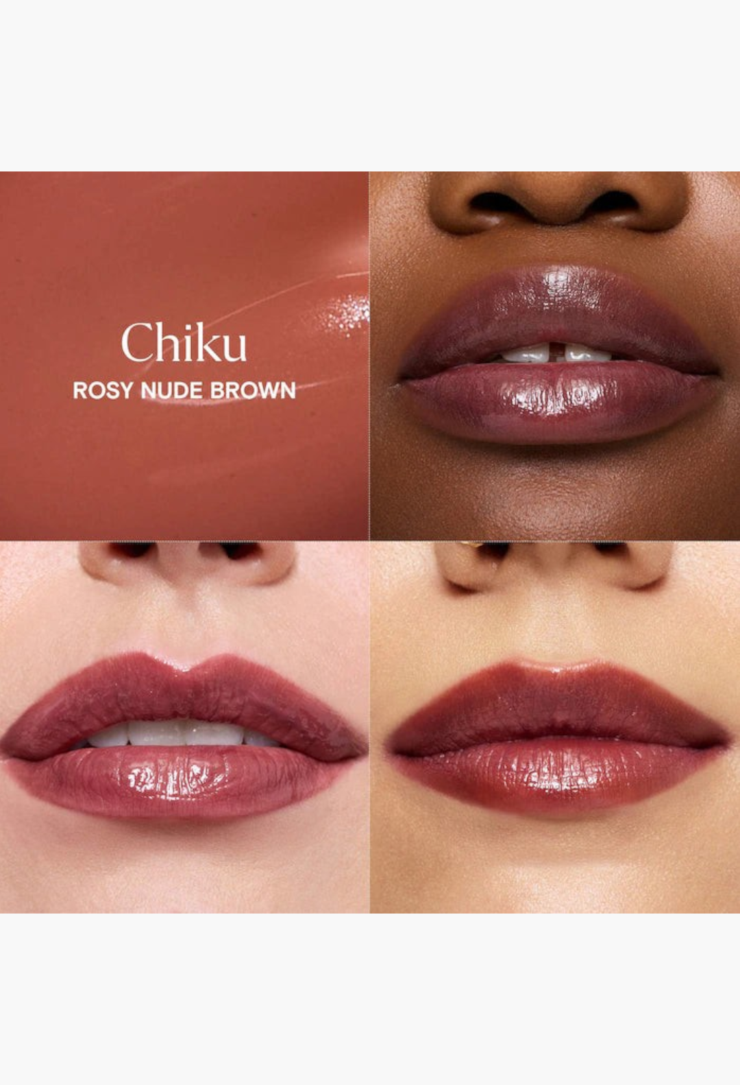 GLAM MODA A Rosy Affair Lassi Lip Oil Duo featuring Chiku rosy nude brown and Rose shades on lips