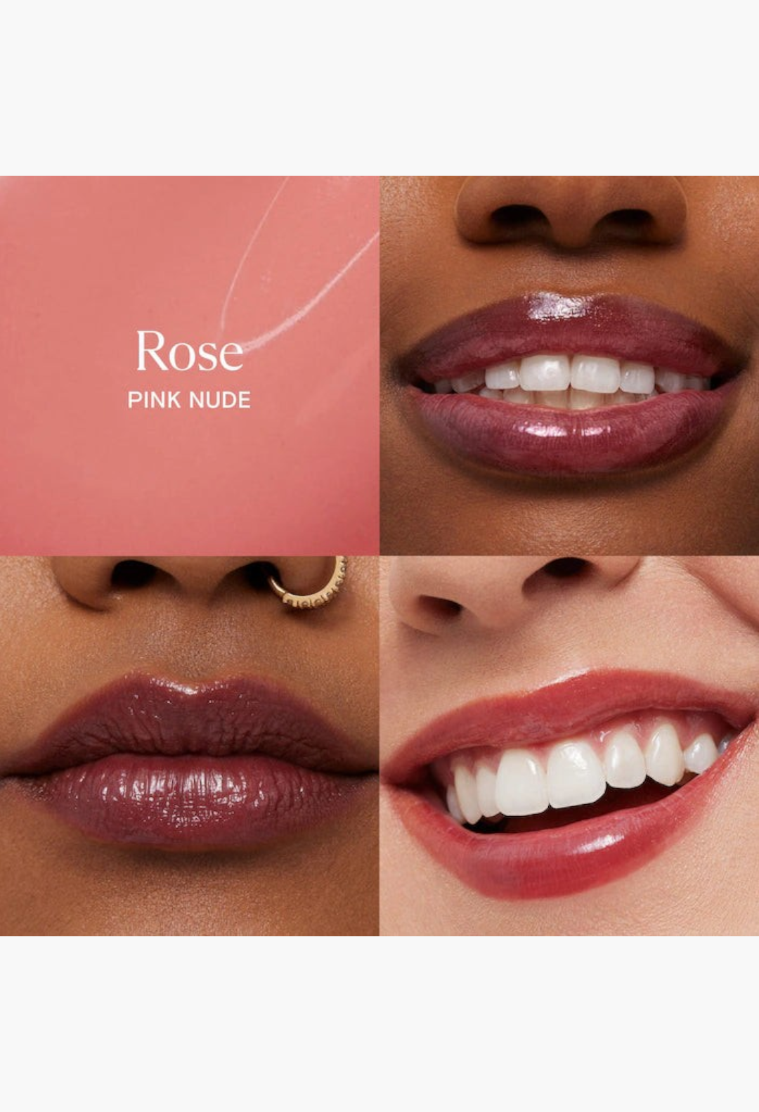 GLAM MODA A Rosy Affair Lassi Lip Oil Duo featuring Rose pink nude and Chiku rosy nude brown staining lip oils.