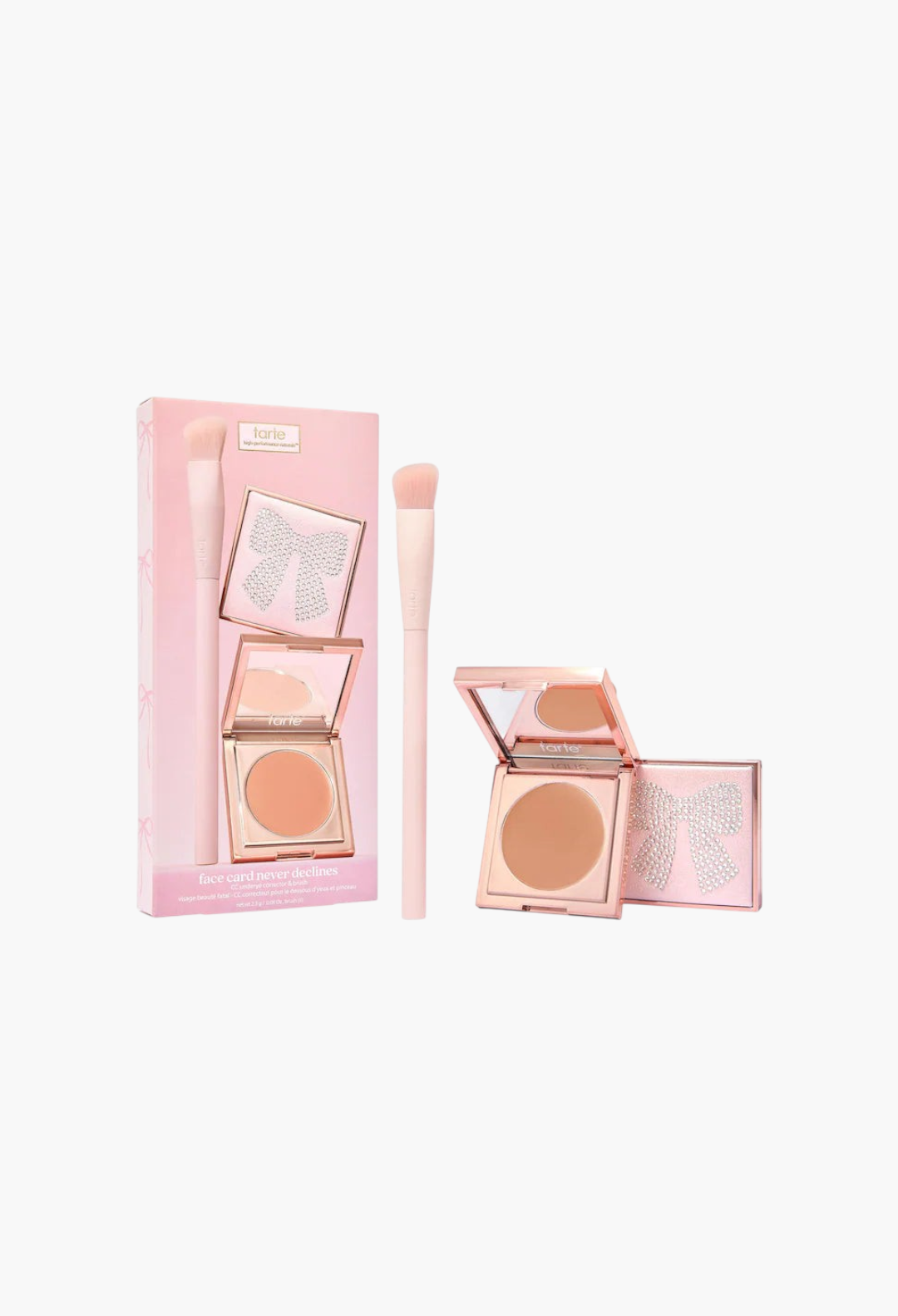 GLAM MODA face card never declines CC undereye corrector and brush set in diamond-studded holiday packaging