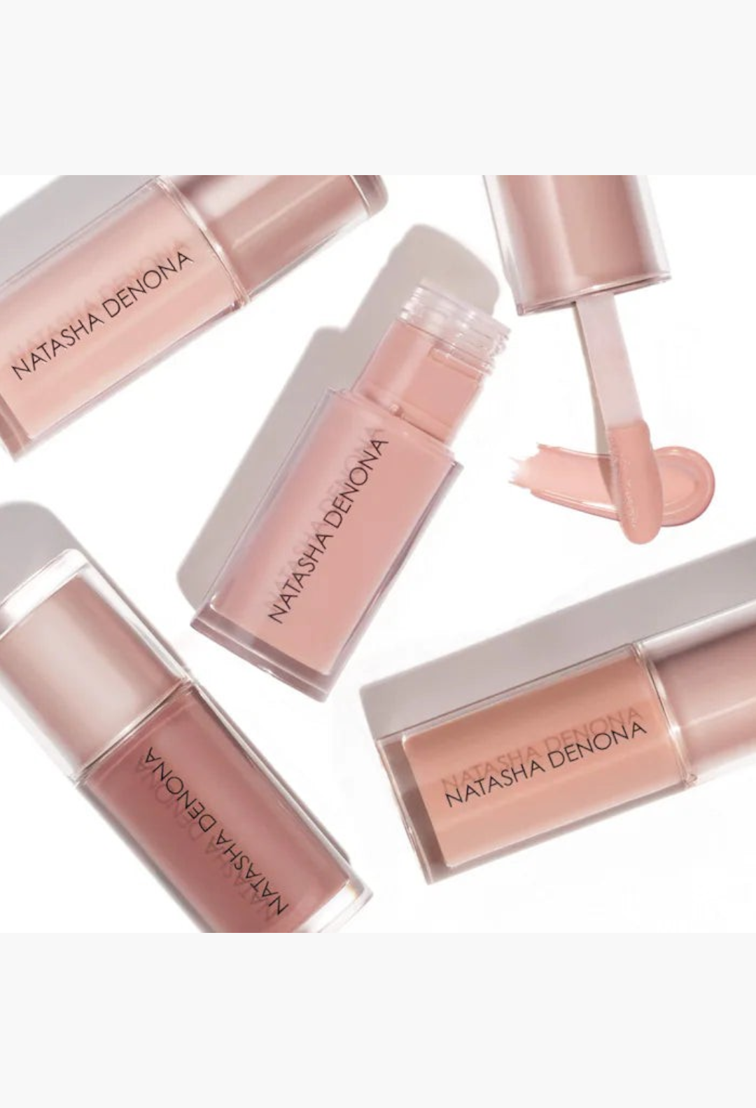 GLAM MODA HY-GLOSS milky tinted lip gloss balm collection in various nude shades with a high-shine finish