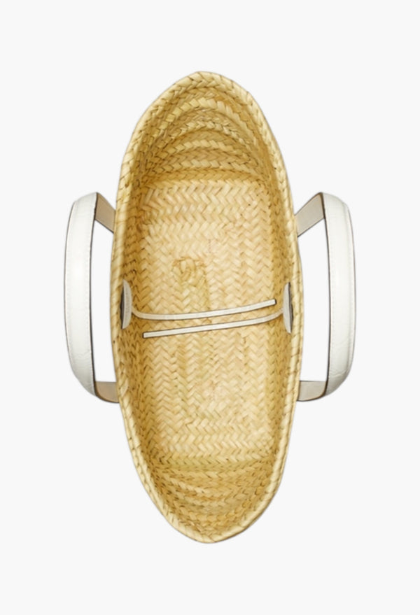 Blanc - Small Ella Croc-Embossed Straw Basket