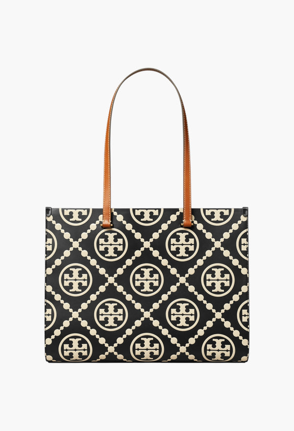 Black/White - T Monogram Embossed Tote