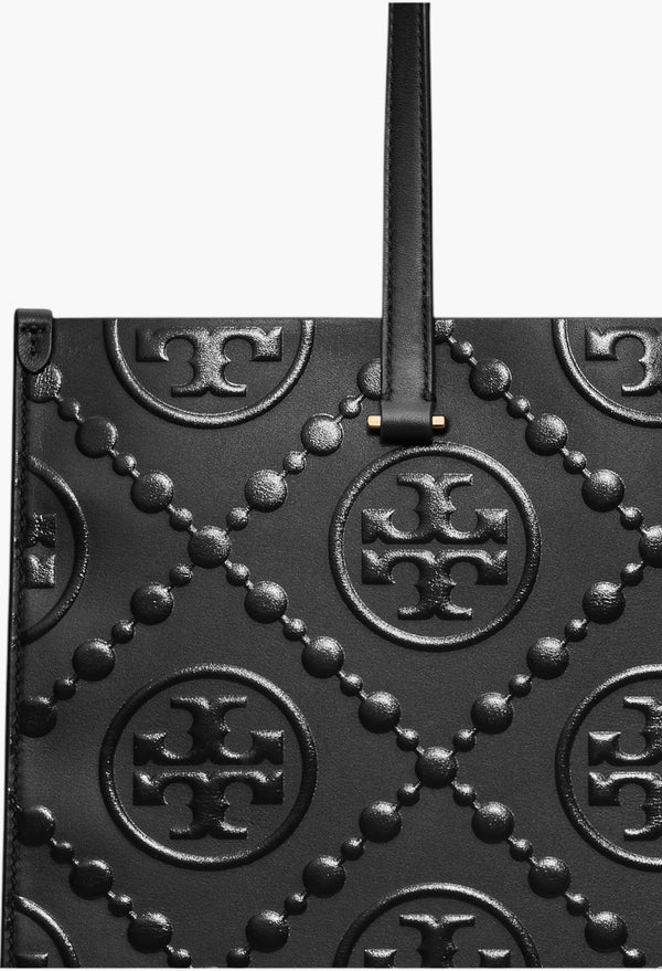 Black - T Monogram Embossed Tote