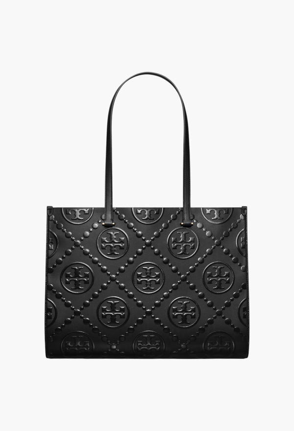 Black - T Monogram Embossed Tote