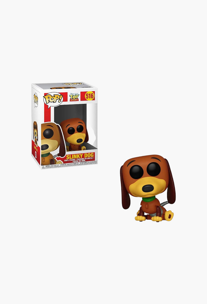 GLAM MODA Toy Story Slinky Dog Funko Pop vinyl figure with its window display box, featuring a stylized brown dog.