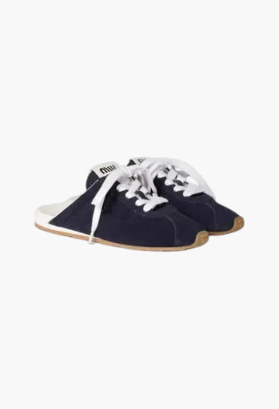 Navy - Plume Suede Mules