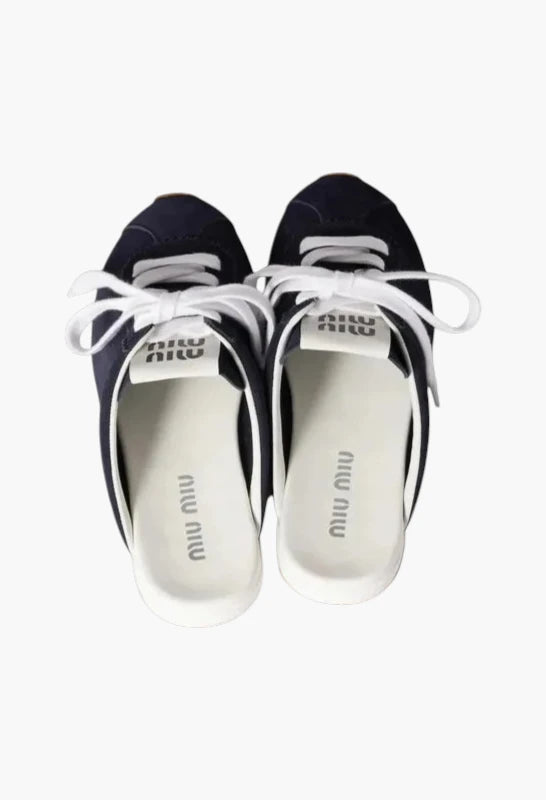 Navy - Plume Suede Mules