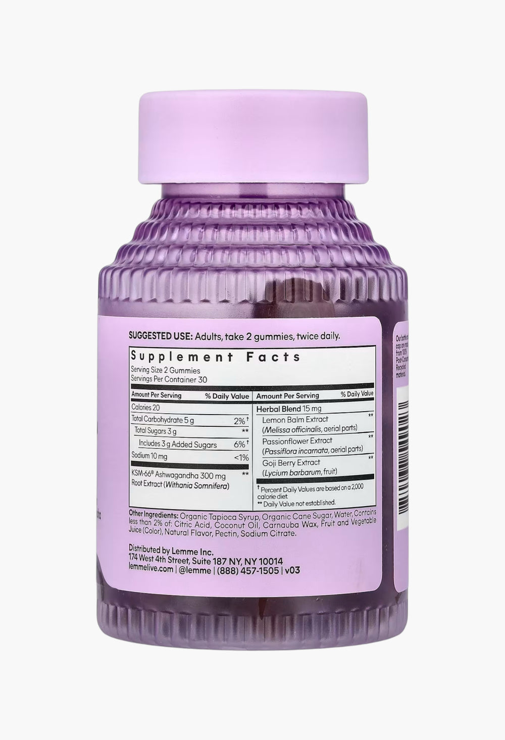 Lemme, Chill, De-Stress Gummies, Mixed Berry - GLAM MODA