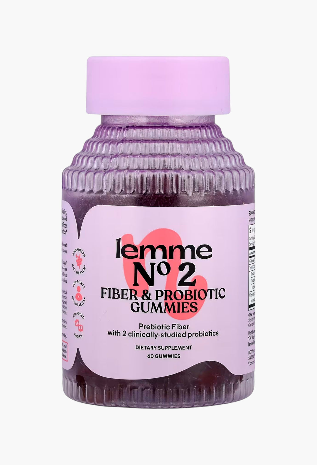 Lemme, No2, Fiber & Probiotic Gummies, Strawberry - GLAM MODA