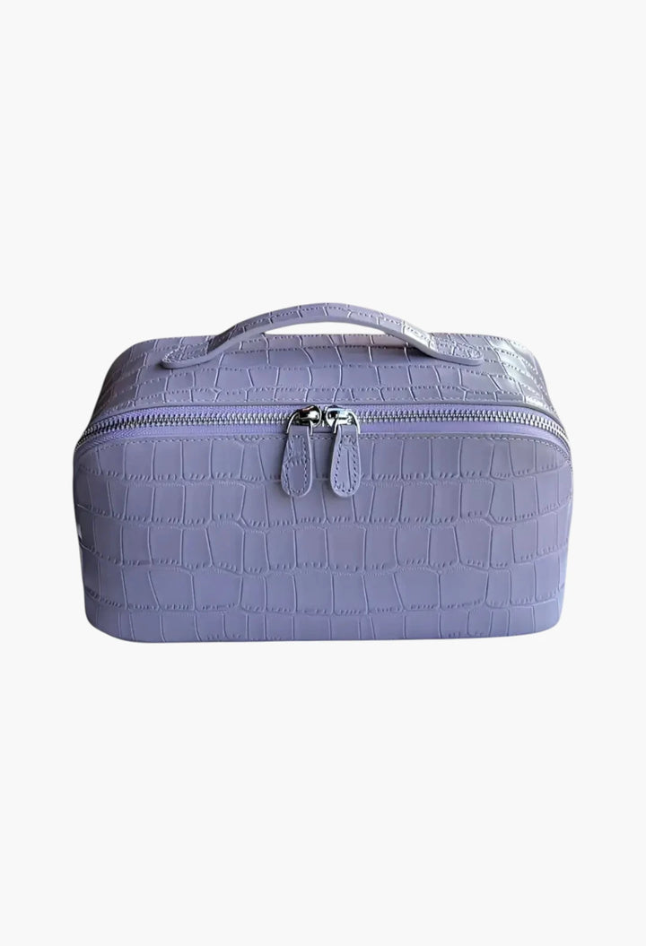 Layflat leather vanity bag