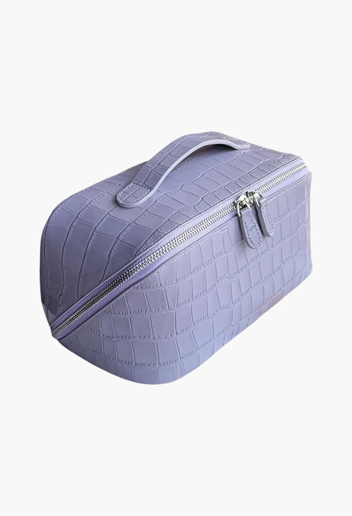 Layflat leather vanity bag