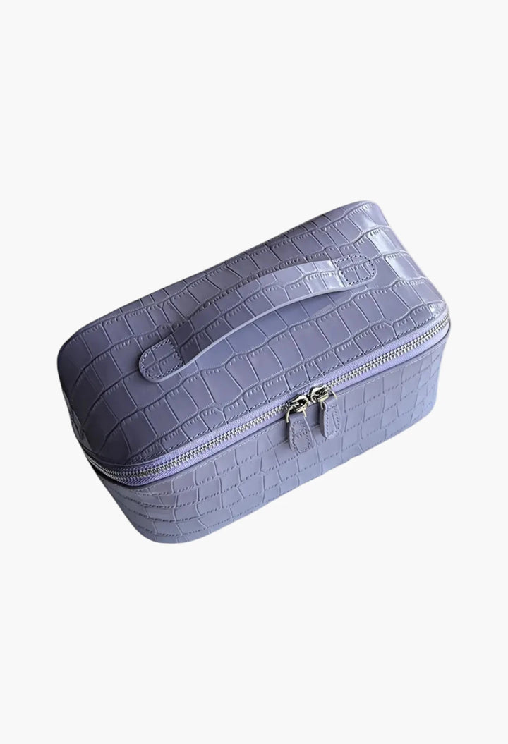 Layflat leather vanity bag