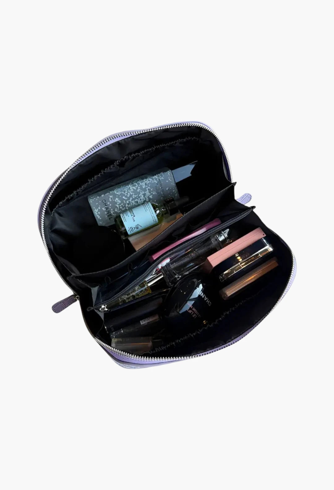 Layflat leather vanity bag