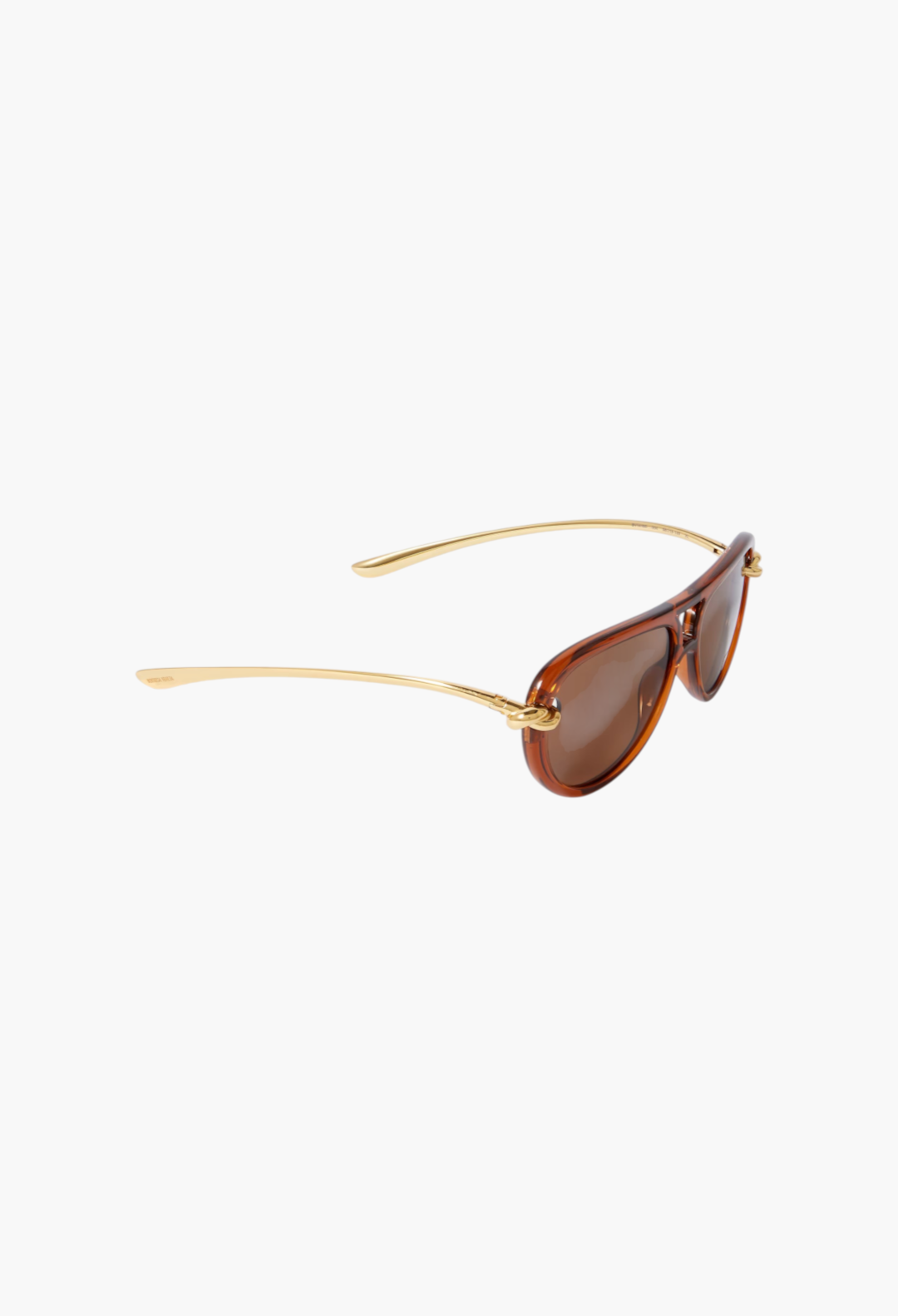 GLAM MODA New Knot aviator sunglasses featuring brown tortoiseshell frames and gold-tone twisted metal temples.