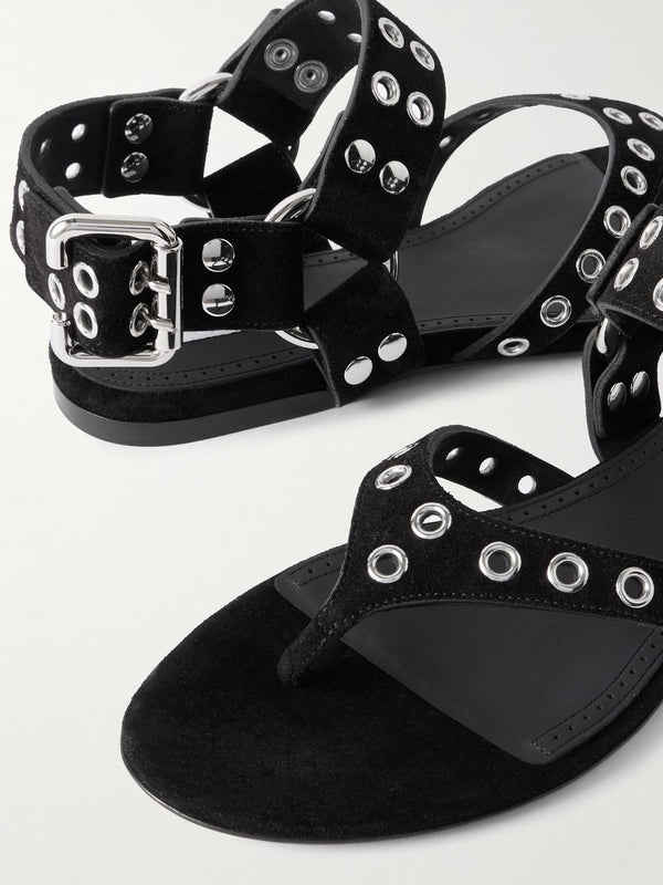 Embellished Suede Sandals